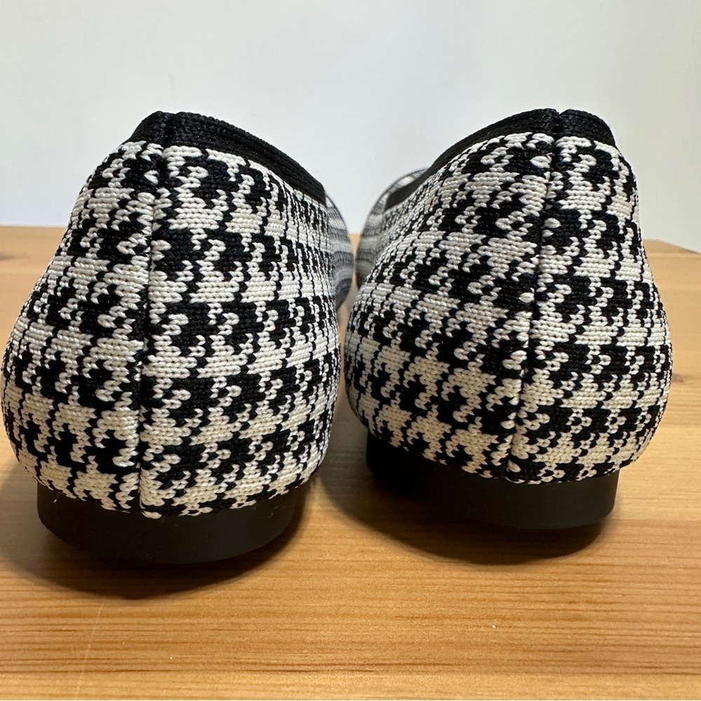 Black White Knit Ballet Flats Square Toe Cap Toe Shoes 8.5 - Picture 4 of 5